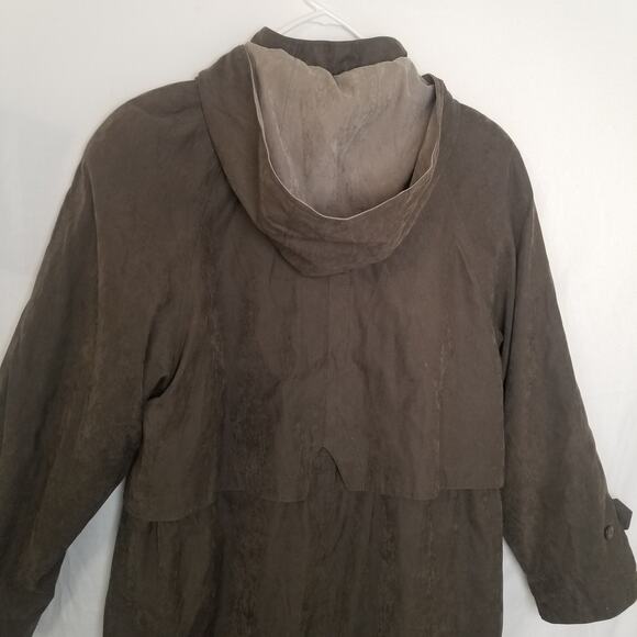 Gallo Women's Taupe Hooded Full Zip Trench Coat with Removable Lining Size 8 - Picture 9 of 16